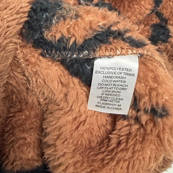 NWT Knapp Studio Horse Print Fleece Jacket Brown Black Full Zip Sherpa Large - Picture 5 of 8